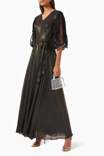 Beaded Belted Maxi Dress