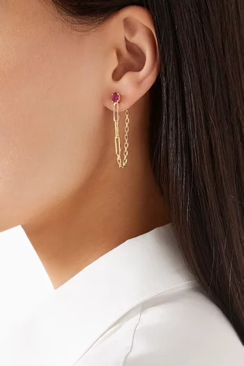 Bo Chain Ruby Single Earring in 18kt Gold