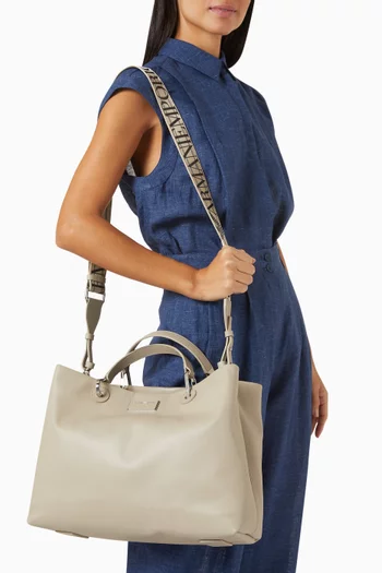 Medium Logo-plate Tote Bag in Eco-leather