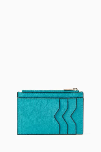 Zippered Card Holder in Textured Leather