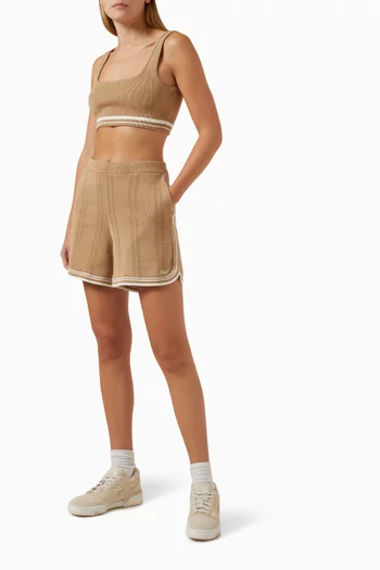 Rayne Perforated Shorts in Organic Cotton-blend Knit