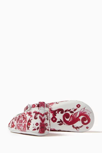 Maiolica-print Ballerina Flats in Leather