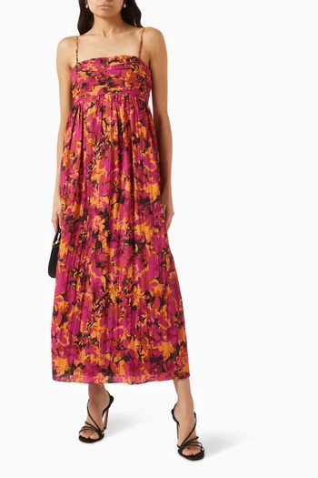 فستان هولواي متوسط الطول بنقشة زهور