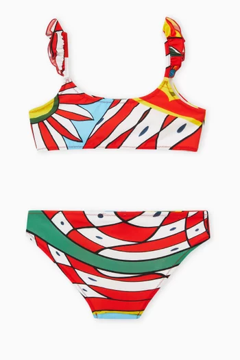 Carretto Print Two-piece Bikini Set in Stretch Nylon