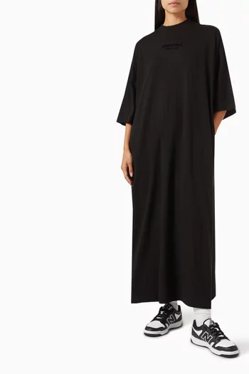 فستان طويل بأكمام بطول ثلاثة أرباع قطن جيرسيه