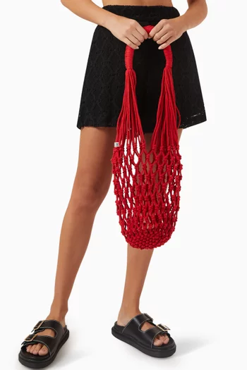 Medium Kim Bucket Bag in Cotton Macramé
