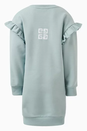 Logo-print Ruffled Sweatshirt Dress in Cotton