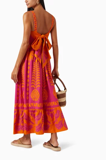 Pineapple Love Maxi Dress in Linen-blend