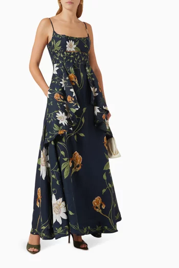 Ethel Floral-print Dress in Linen