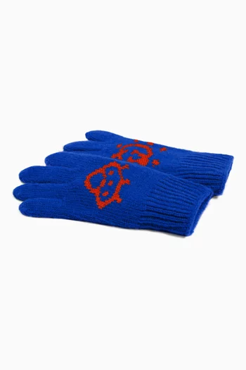 Interlocking G & UFO Gloves in Wool Knit