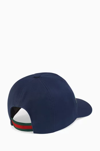 Baseball Hat with Web Interlocking G in Cotton Canvas