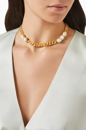 Wave Chain Necklace in 18kt Gold-plated Brass