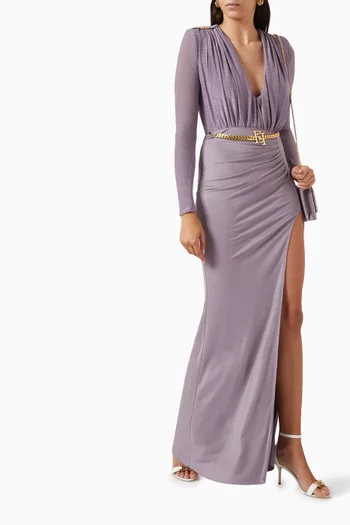 Belted Maxi Skirt in Jersey