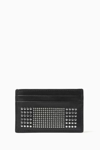 Studded Card Holder in Leather