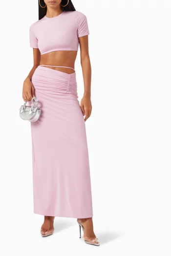 Rea Ruched Maxi Skirt in Stretch-nylon