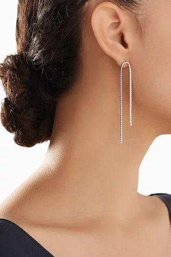 Thin Tennis Loop Stud Earrings in 14kt Silver