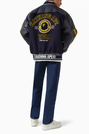 BAPE Patch Varsity Jacket in Wool Blend & Calf Leather