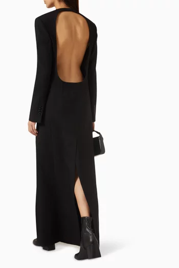 Open-Back Circle Maxi Dress in Virgin Wool