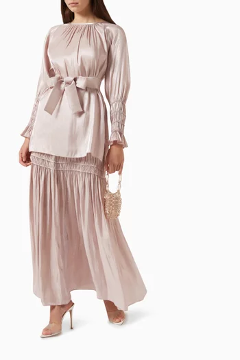 2-piece Ruched Top & Maxi Skirt Set in Organza