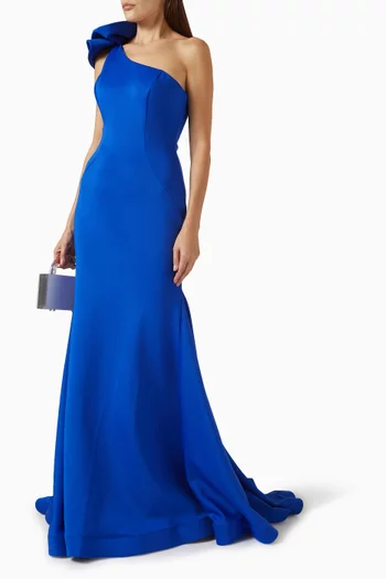 One-shoulder Maxi Gown in Scuba