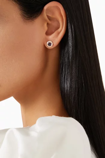 Noor Diamond & Amethyst Stud Earrings in 18kt Rose Gold