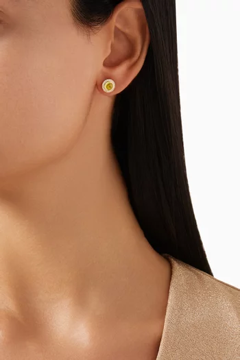 Noor Diamond & Peridot Stud Earrings in 18kt Gold