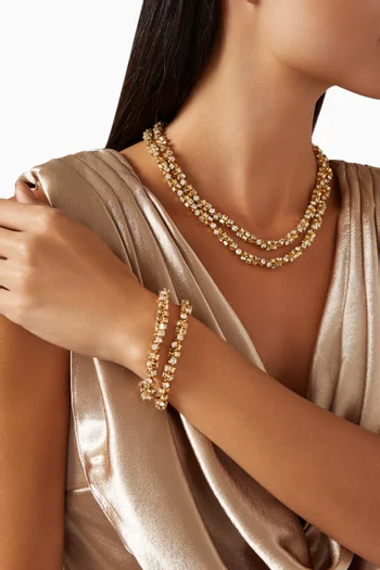 Crystal Chain Bracelet in 24kt Gold-plated Metal