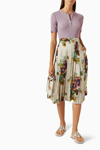 Printed Pleated Skirt in Viscose