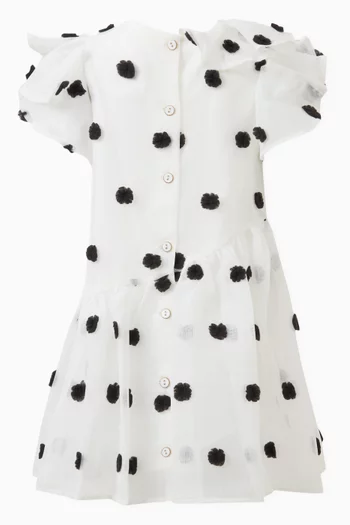 Ruffled Polka Dot Dress in Polyester
