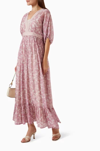 Nova Floral-print Maxi Dress in Cotton-silk