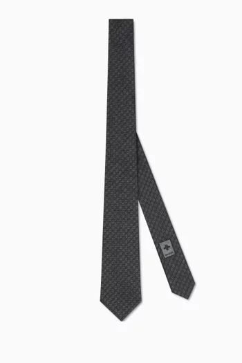ربطة عنق بشعار حرفي GG متداخلين صوف وحرير جاكار