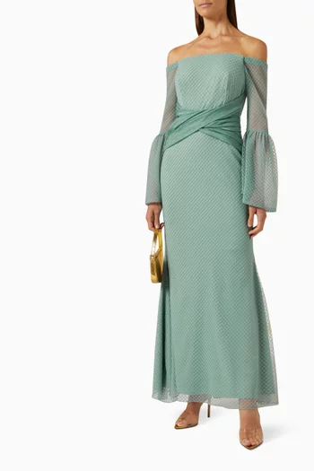 Off-shoulder Maxi Dress in Fishnet