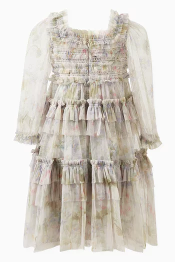 Floral Wreath Smocked Dress in Recycled Tulle