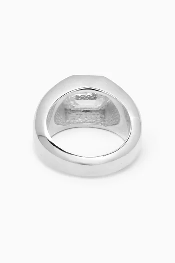 Emblem Signet Ring in Cubic Zirconia & Sterling Silver