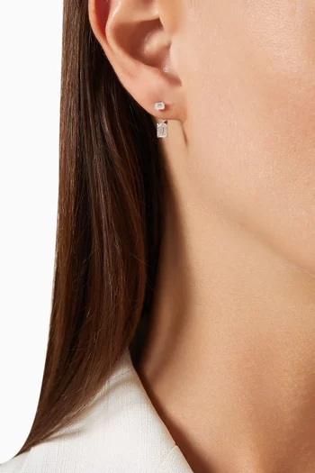 Emerald Diamond Slider Earrings in 18kt White Gold