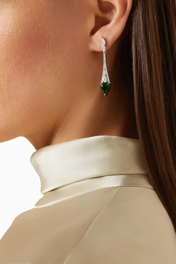Emerald Drop Earrings in Sterling Silver