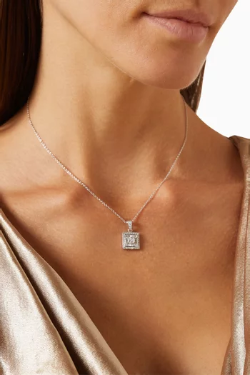 Square Stone Pendant Necklace in Sterling Silver
