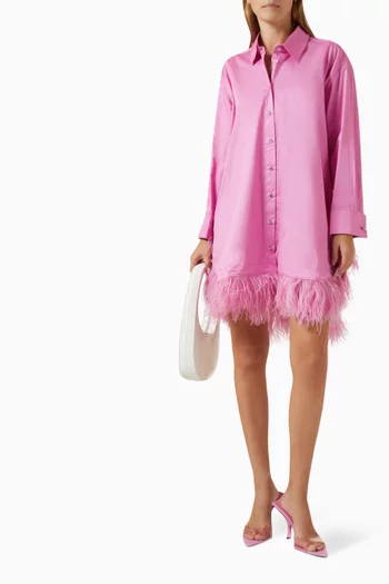 Feather-hem Shirt Mini Dress