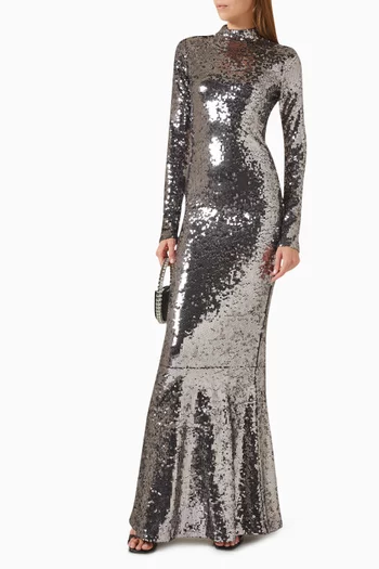 Funnel Maxi Dress in Sequin