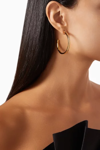 Large Afrodita Crystal Hoop Earrings in 18kt Gold-plated Brass