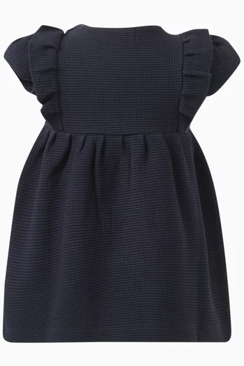 Logo-embroidered Ruffled Dress in Cotton