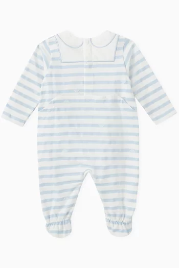 Striped Logo Jumpsuit in Cotton