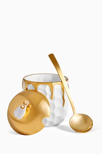 Beehive Honey Pot in 24kt Gold-plated Porcelain