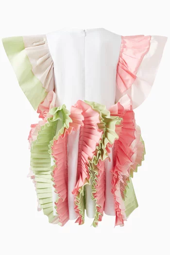 Nola Double-folded Ruffles Dress in Cotton
