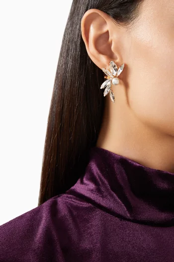 Liliana Rhinestone Stud Earrings in Gold-plated Brass