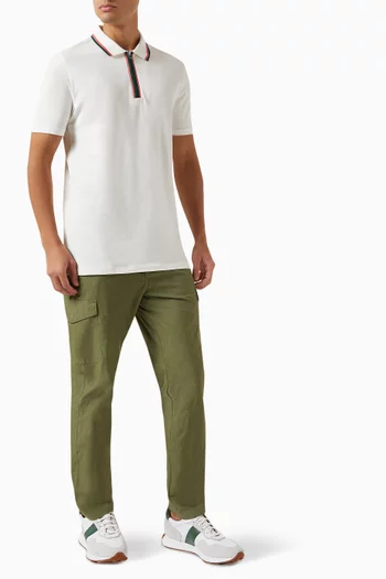 Zip-neck Polo Shirt in Stretch-cotton