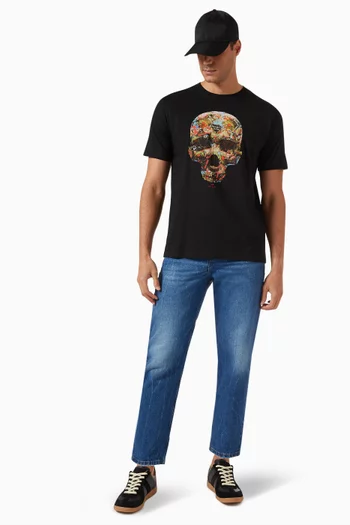 Sticker Skull Print T-shirt in Cotton-jersey