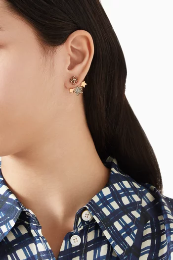 Kira Shooting Star Crystal Earrings in Gold-plated Brass