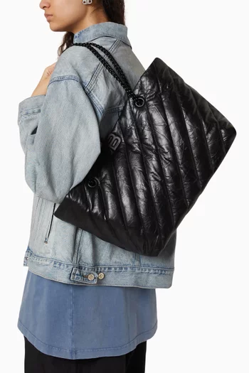Medium Crush Carry-all Tote Bag in Quilted Leather