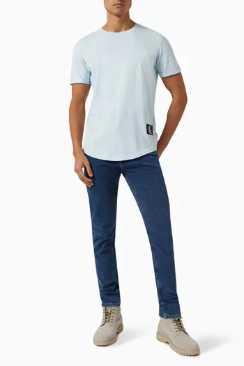 Badge Turn-up Sleeve T-shirt in Cotton